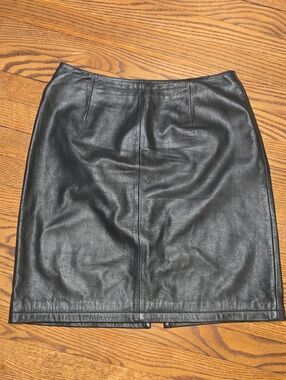 Vintage Wilson 100% Leather Maxima Black Pencil Skirt Y2k Size 10 Amazing